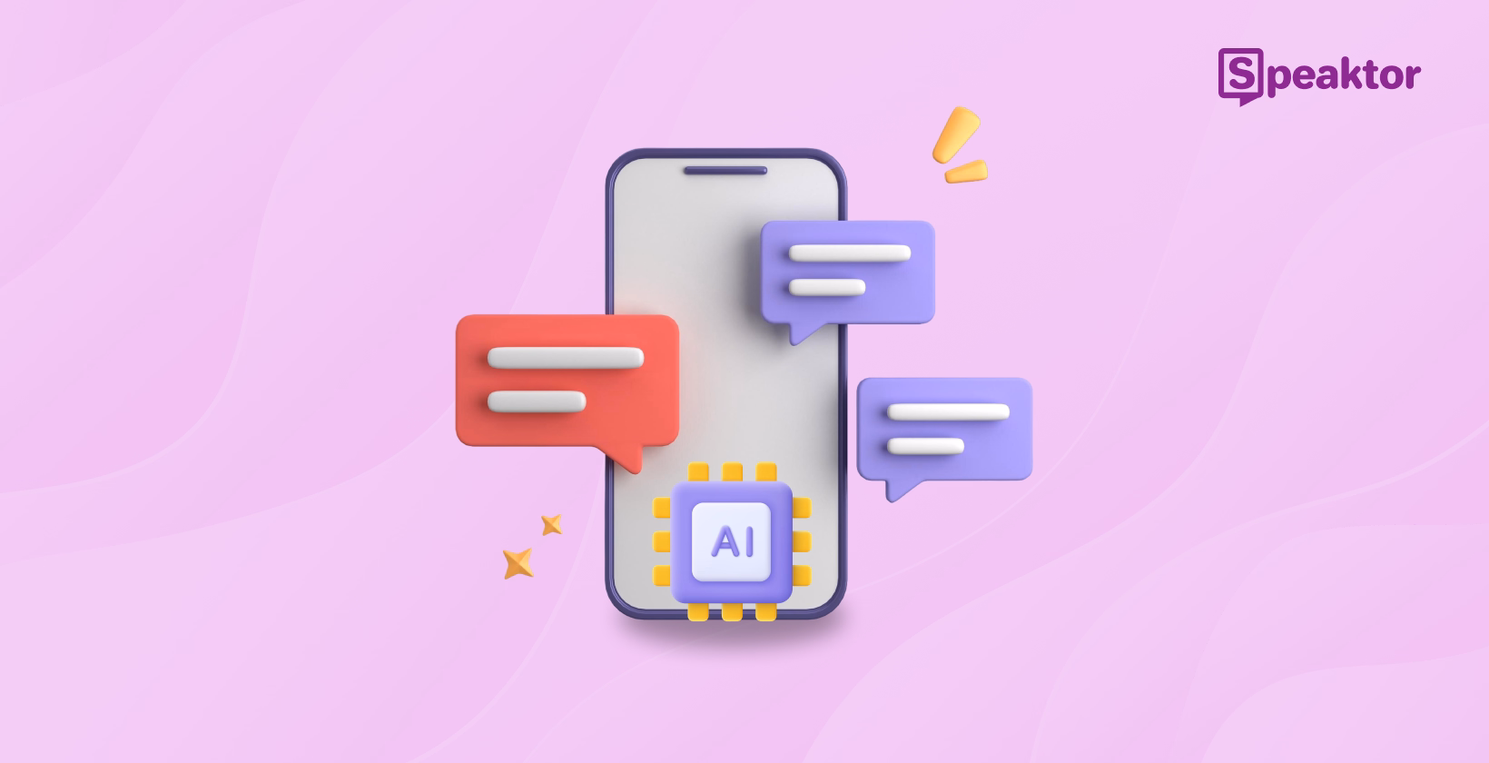 AI messaging platform showing conversation bubbles and response generation with Speaktor's natural language processing capabilities.