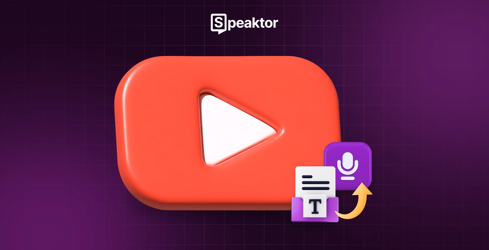 „YouTube" atkūrimo mygtukas su teksto pavertimo kalba piktogramomis naudojant Speaktor.