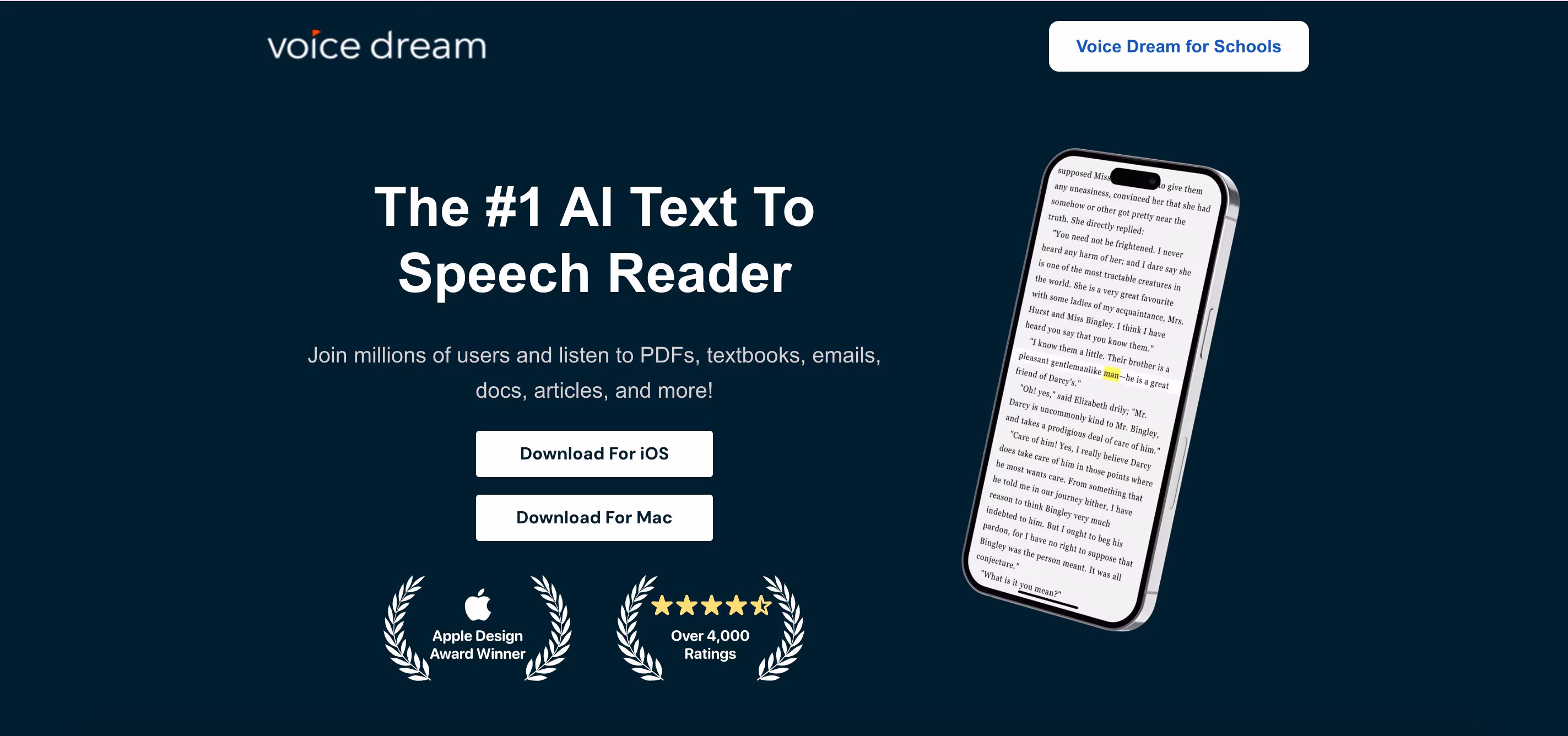 Početna stranica aplikacije Voice Dream Reader koja prikazuje