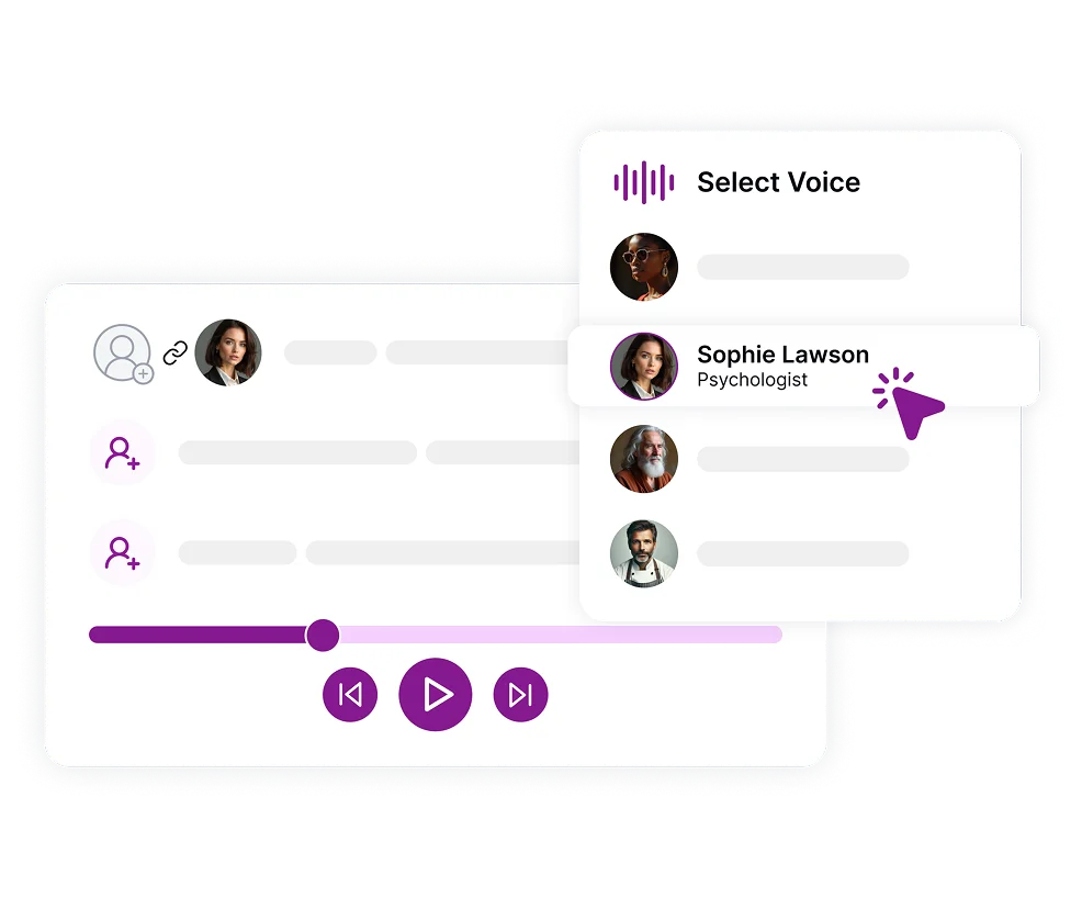 Image depicting customization options for voice profiles and production settings for AI dubbing workflows.