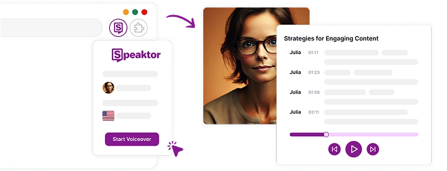 Image depicting Speaktor's user-friendly Chrome extension, offering convenient accessibility and usage.
